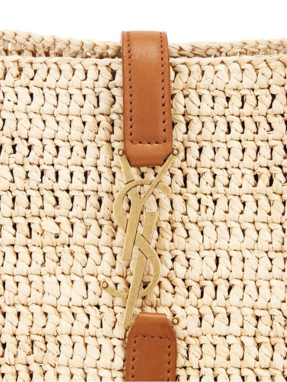 SOLD OUT! SAINT LAURENT Panier raffia and leather tote bag - Picture 4 of 7